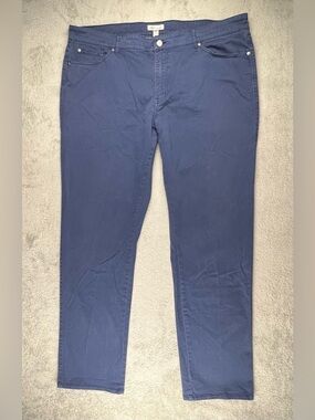 Peter Millar Pants Men 42x33 Blue Sateen 5-Pocket Golf Performance Preppy Chino